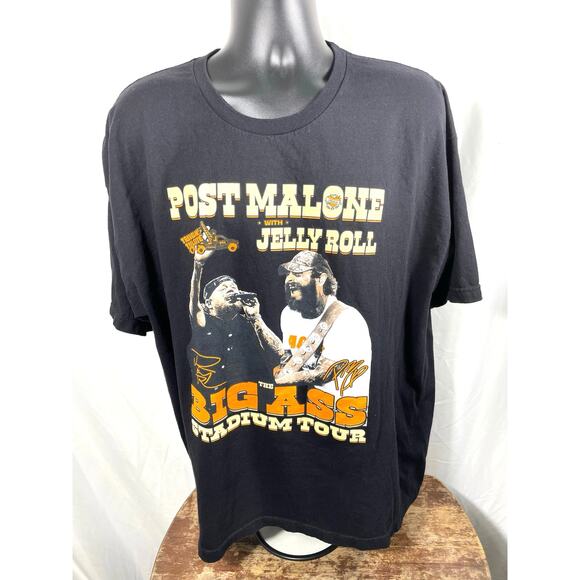 Post Malone Jelly Roll 2024 Tour Shirt XXL Black Tee - Picture 1 of 6